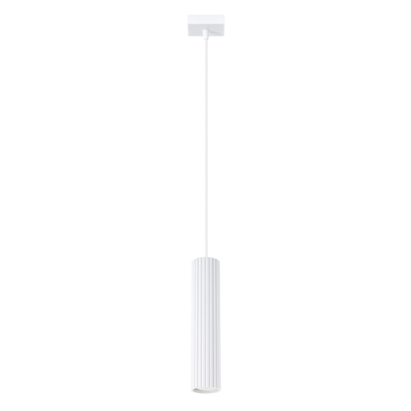 Lampa wisząca tuba biała Karbon Sollux | Nowoczesny design