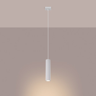Lampa wisząca tuba biała Karbon Sollux | Nowoczesny design