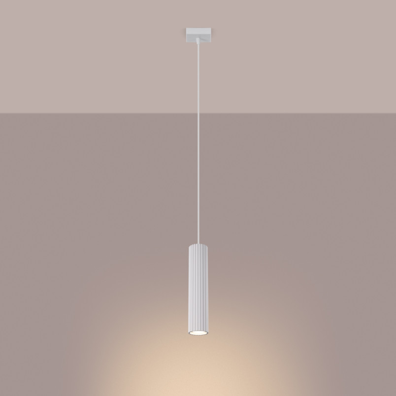 Lampa wisząca tuba biała Karbon Sollux | Nowoczesny design