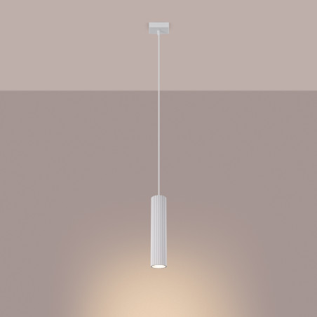 Lampa wisząca tuba biała Karbon Sollux | Nowoczesny design