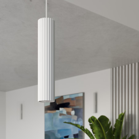 Lampa wisząca tuba biała Karbon Sollux | Nowoczesny design