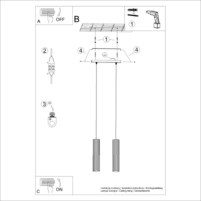 Lampa wisząca Karbon biała - Sollux | Nowoczesne oświetlenie