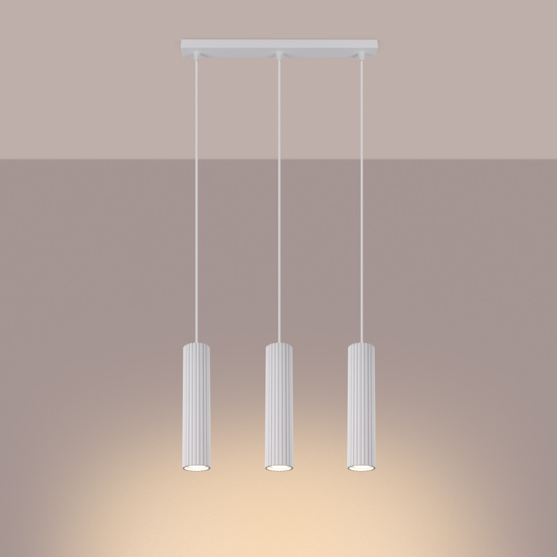 Lampa wisząca Karbon biała Sollux | 3 tuby, 45cm | Sklep z lampami