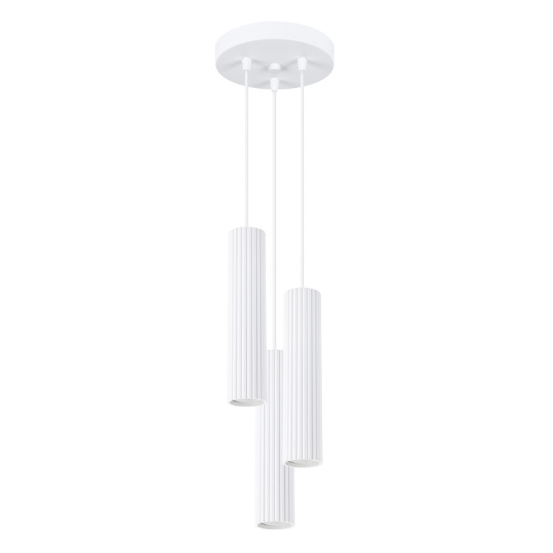 Lampa wisząca Karbon Round Sollux - 3 tuby, biała | Sklep z lampami