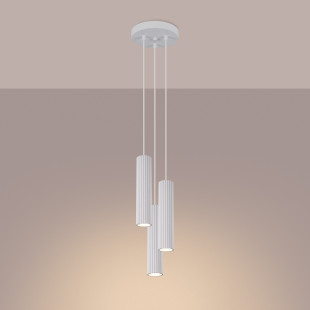 Lampa wisząca Karbon Round Sollux - 3 tuby, biała | Sklep z lampami
