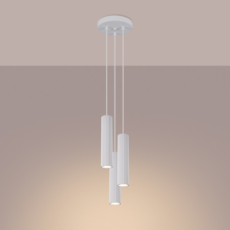 Lampa wisząca Karbon Round Sollux - 3 tuby, biała | Sklep z lampami