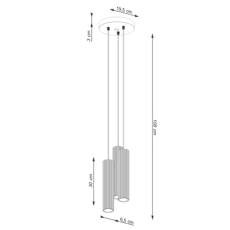 Lampa wisząca Karbon Round Sollux - 3 tuby, biała | Sklep z lampami