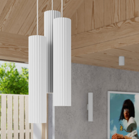 Lampa wisząca Karbon Round Sollux - 3 tuby, biała | Sklep z lampami