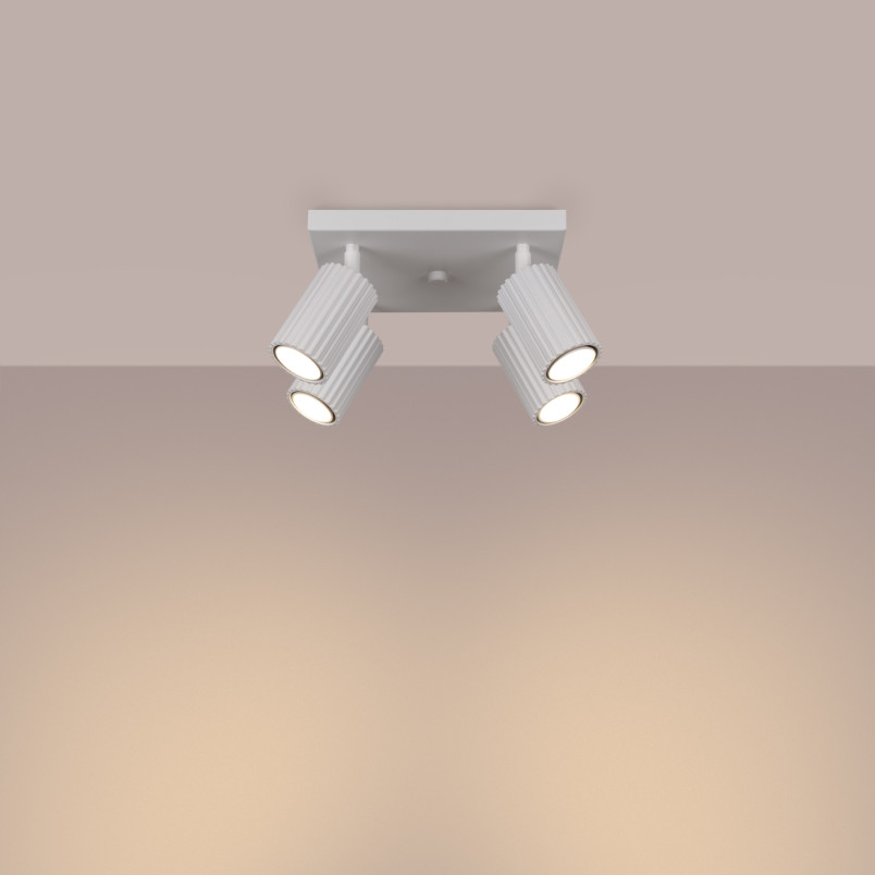 Reflektor ryflowany Karbon Square biały Sollux | Lampa sufitowa