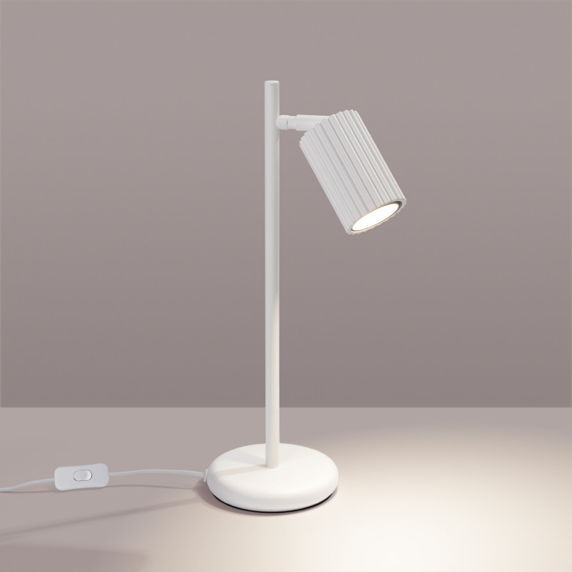 Lampa biurkowa Karbon biała Sollux | Minimalistyczny design
