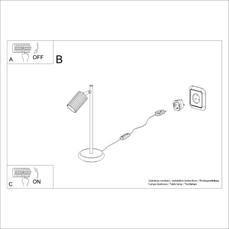 Lampa biurkowa Karbon biała Sollux | Minimalistyczny design