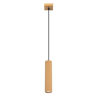 Lampa wisząca tuba ryflowana Karbon - Sollux | Złota, nowoczesna