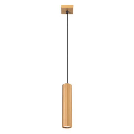 Lampa wisząca tuba ryflowana Karbon - Sollux | Złota, nowoczesna