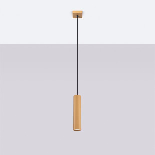 Lampa wisząca tuba ryflowana Karbon - Sollux | Złota, nowoczesna