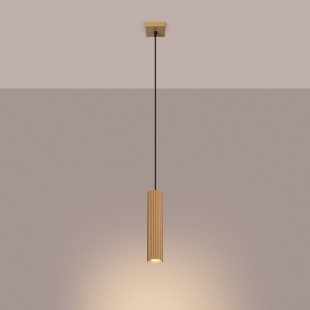 Lampa wisząca tuba ryflowana Karbon - Sollux | Złota, nowoczesna