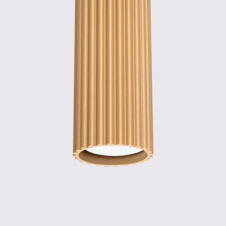 Lampa wisząca tuba ryflowana Karbon - Sollux | Złota, nowoczesna