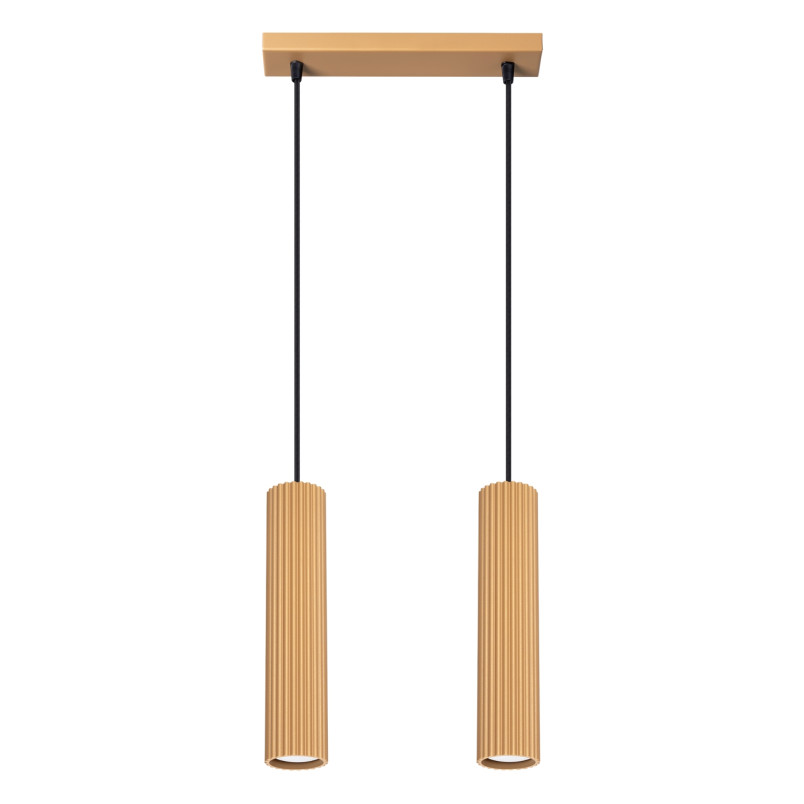 Lampa wisząca Karbon 2 tuby - Sollux, Złoty, 30cm