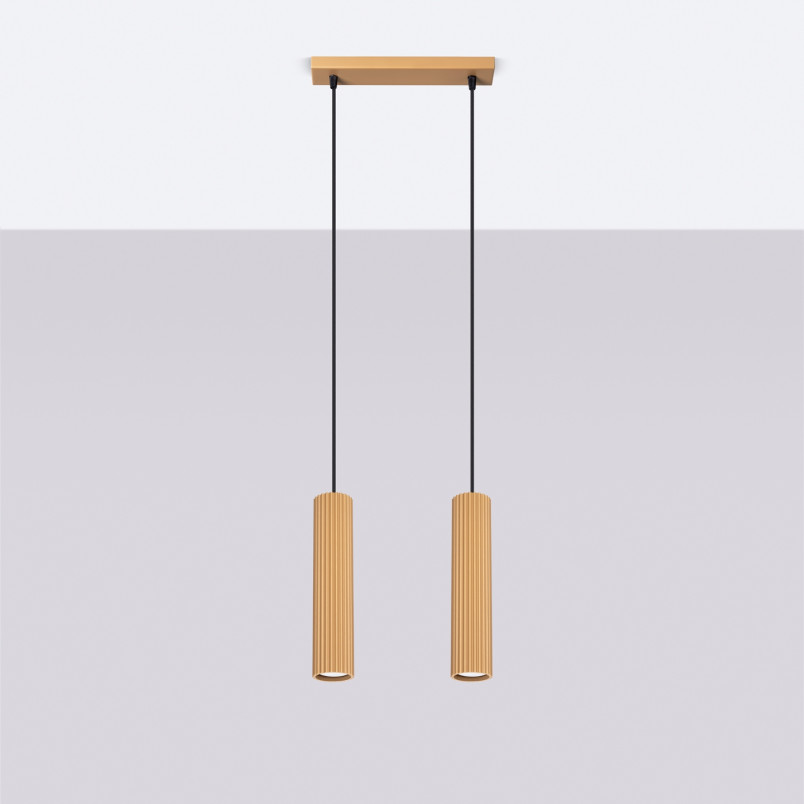 Lampa wisząca Karbon 2 tuby - Sollux, Złoty, 30cm