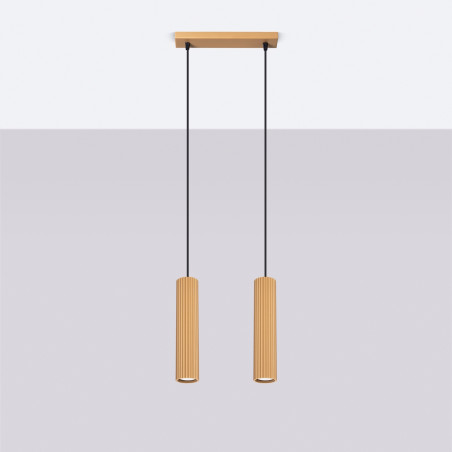 Lampa wisząca Karbon 2 tuby - Sollux, Złoty, 30cm