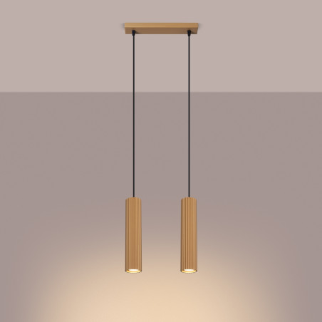 Lampa wisząca Karbon 2 tuby - Sollux, Złoty, 30cm