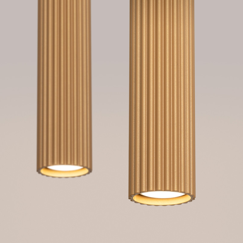 Lampa wisząca Karbon 2 tuby - Sollux, Złoty, 30cm