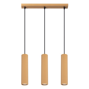 Lampa wisząca Karbon Long 3 tuby - Sollux | Złoty Loft