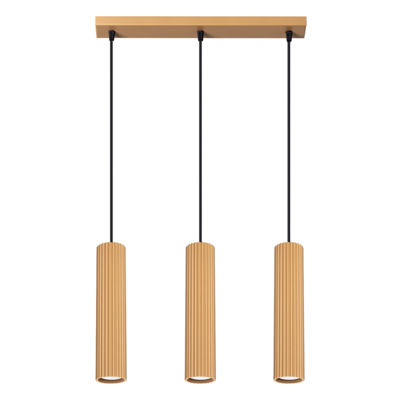 Lampa wisząca Karbon Long 3 tuby - Sollux | Złoty Loft