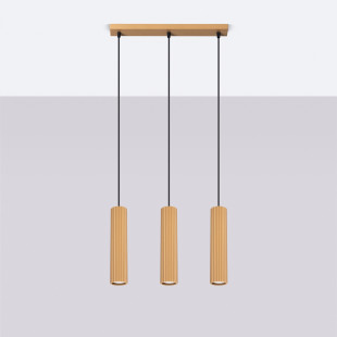 Lampa wisząca Karbon Long 3 tuby - Sollux | Złoty Loft