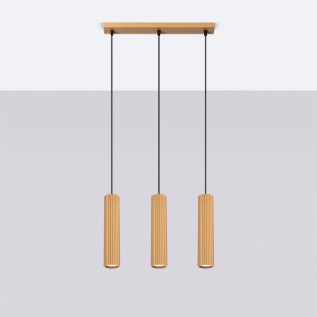 Lampa wisząca Karbon Long 3 tuby - Sollux | Złoty Loft
