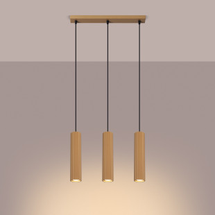 Lampa wisząca Karbon Long 3 tuby - Sollux | Złoty Loft