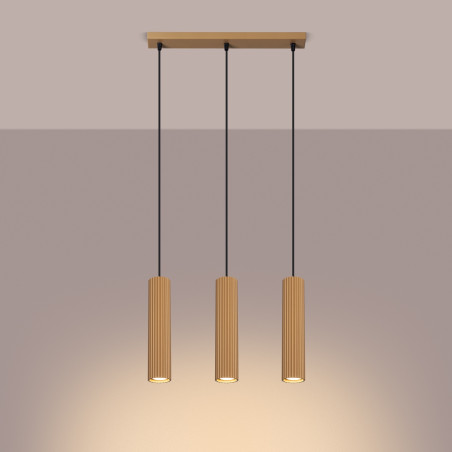 Lampa wisząca Karbon Long 3 tuby - Sollux | Złoty Loft