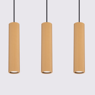 Lampa wisząca Karbon Long 3 tuby - Sollux | Złoty Loft