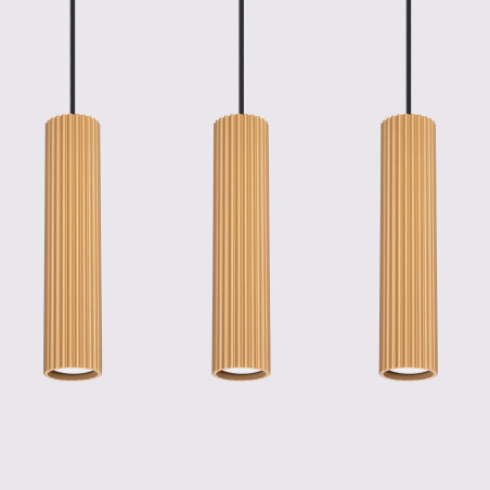 Lampa wisząca Karbon Long 3 tuby - Sollux | Złoty Loft