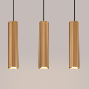 Lampa wisząca Karbon Long 3 tuby - Sollux | Złoty Loft