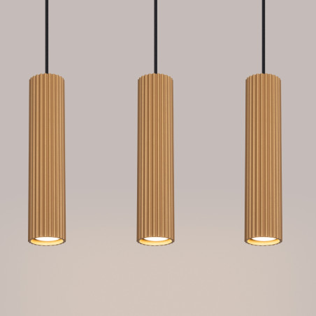 Lampa wisząca Karbon Long 3 tuby - Sollux | Złoty Loft