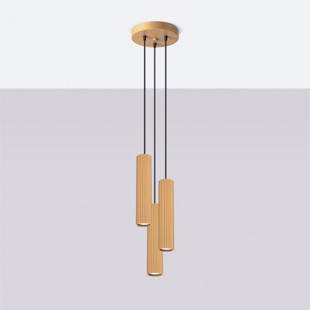 Lampa wisząca Karbon Round 3 tuby - Złota Sollux | Sklep z lampami