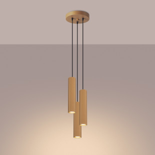 Lampa wisząca Karbon Round 3 tuby - Złota Sollux | Sklep z lampami