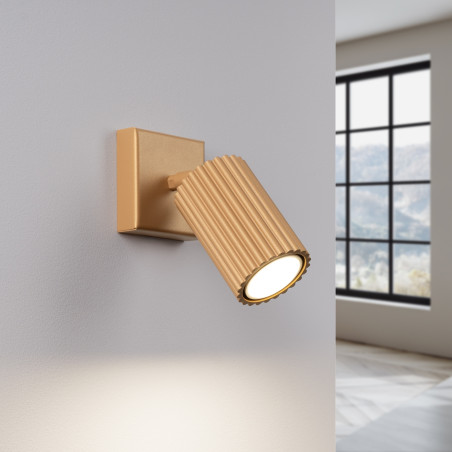 Kinkiet ryflowany Karbon złoty Sollux - Elegancki design