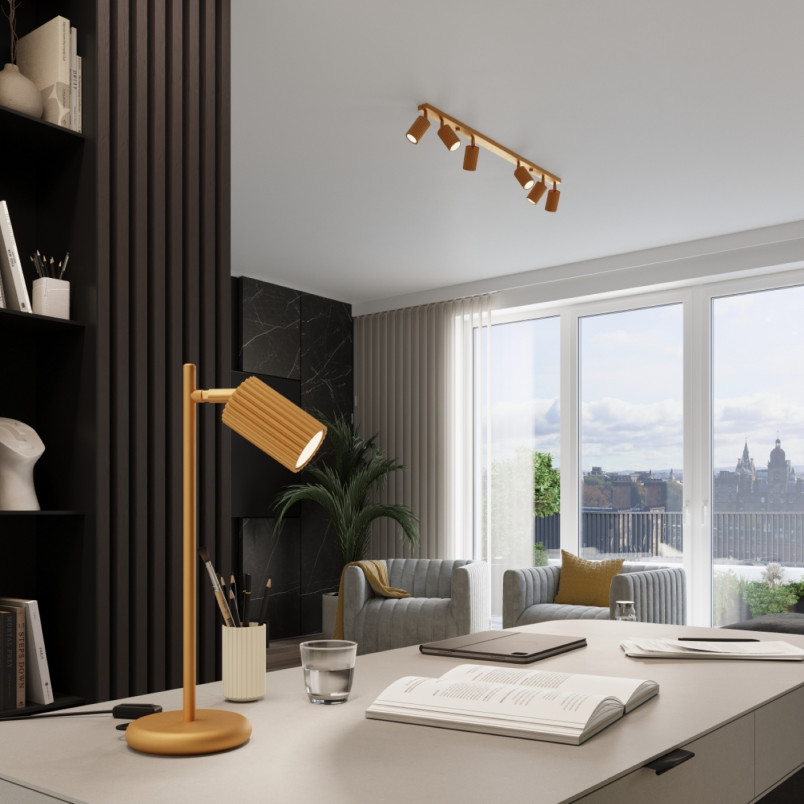 Lampa biurkowa Karbon złota Sollux | Minimalistyczny design