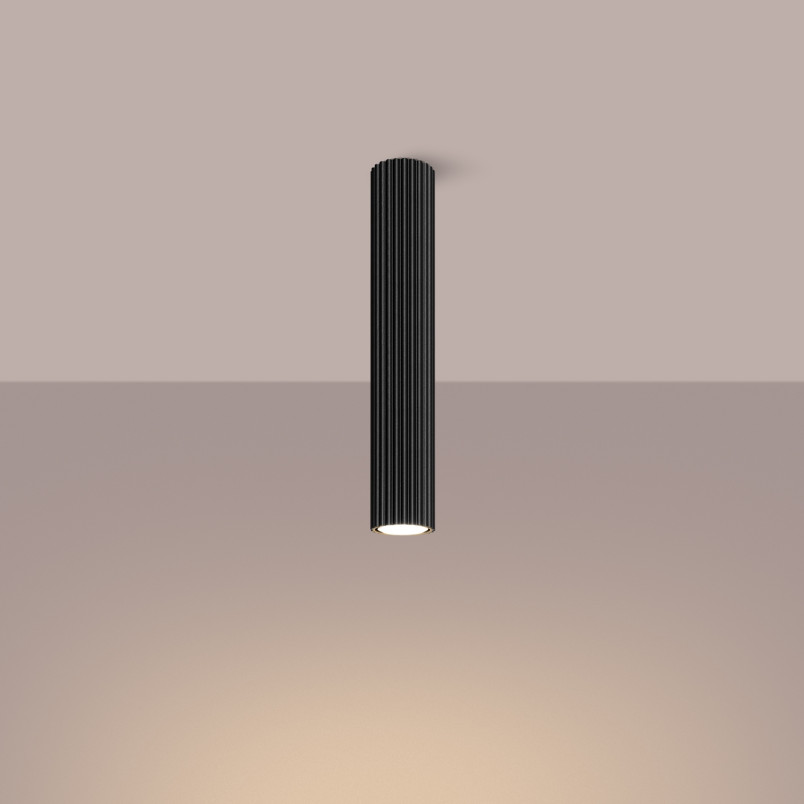 Lampa spot Karbon Sollux | Czarna tuba, nowoczesny design