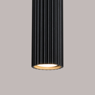 Lampa wisząca Karbon Sollux | Czarna tuba ryflowana