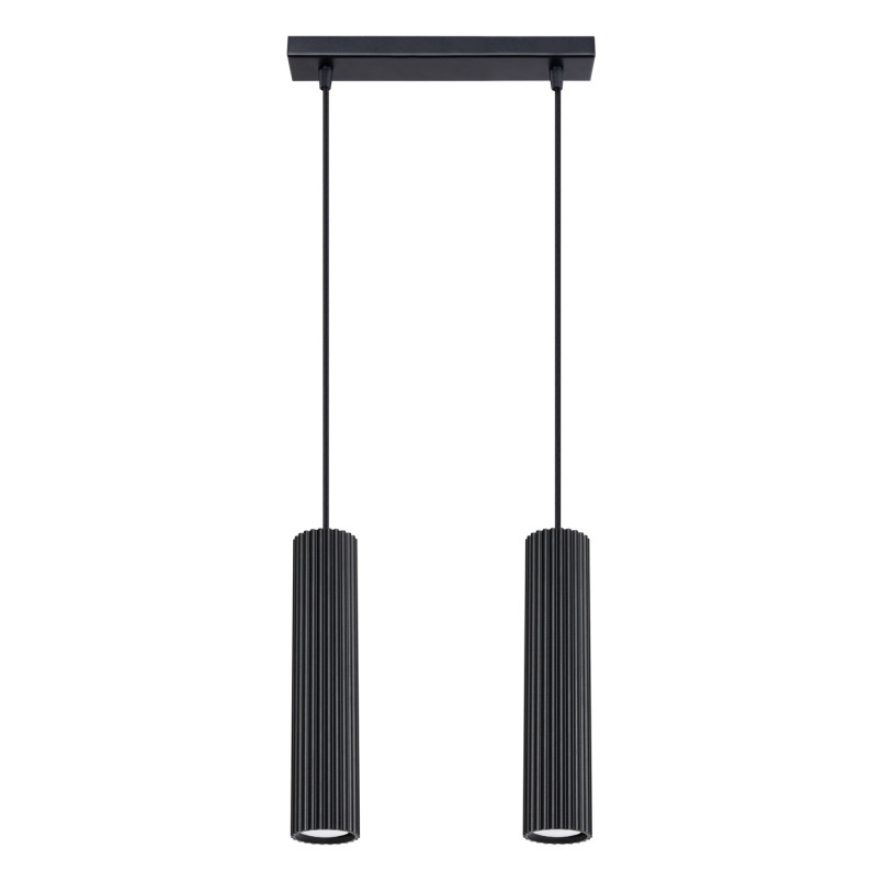 Lampa wisząca Karbon 2 tuby, czarna - Sollux | Sklep z lampami