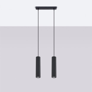 Lampa wisząca Karbon 2 tuby, czarna - Sollux | Sklep z lampami
