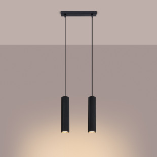 Lampa wisząca Karbon 2 tuby, czarna - Sollux | Sklep z lampami