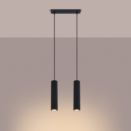 Lampa wisząca Karbon 2 tuby, czarna - Sollux | Sklep z lampami