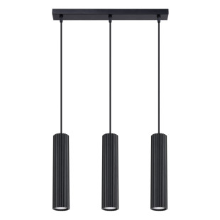 Lampa wisząca Karbon 3 tuby czarna Sollux | Sklep z lampami