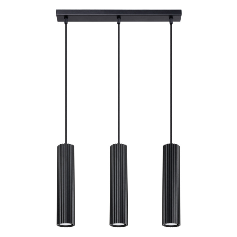 Lampa wisząca Karbon 3 tuby czarna Sollux | Sklep z lampami