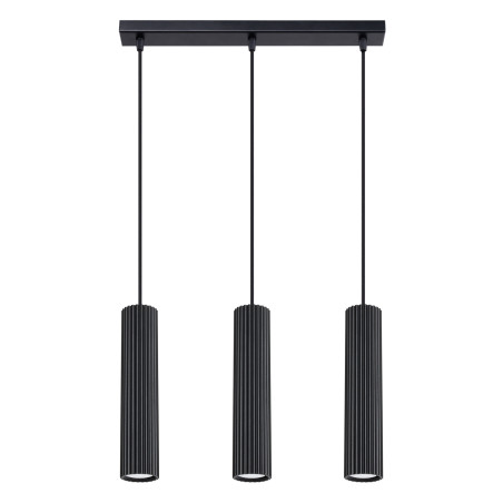 Lampa wisząca Karbon 3 tuby czarna Sollux | Sklep z lampami
