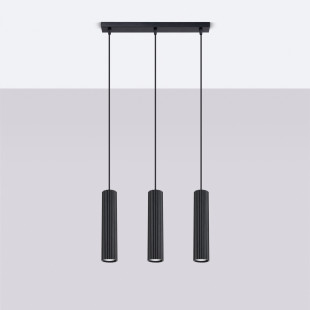 Lampa wisząca Karbon 3 tuby czarna Sollux | Sklep z lampami