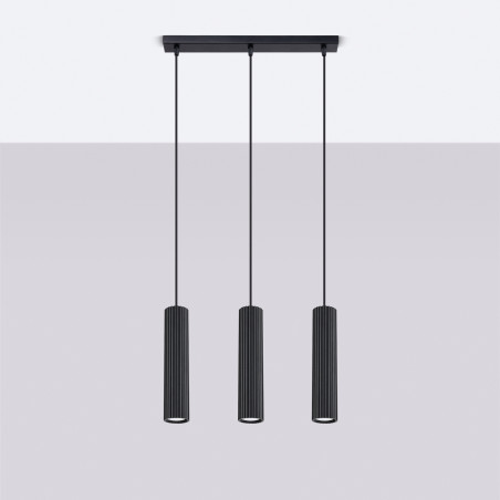Lampa wisząca Karbon 3 tuby czarna Sollux | Sklep z lampami